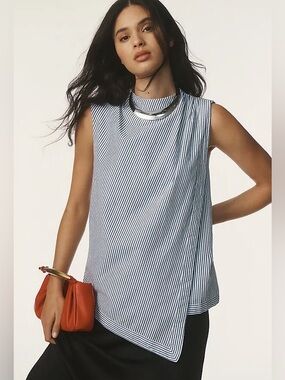 Maeve Sleeveless Cowl-Neck Asymmetrical Blouse